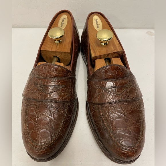 MAGNANNI Made in Spain Vintage Brown Genuine Crocodile Loafer Size M